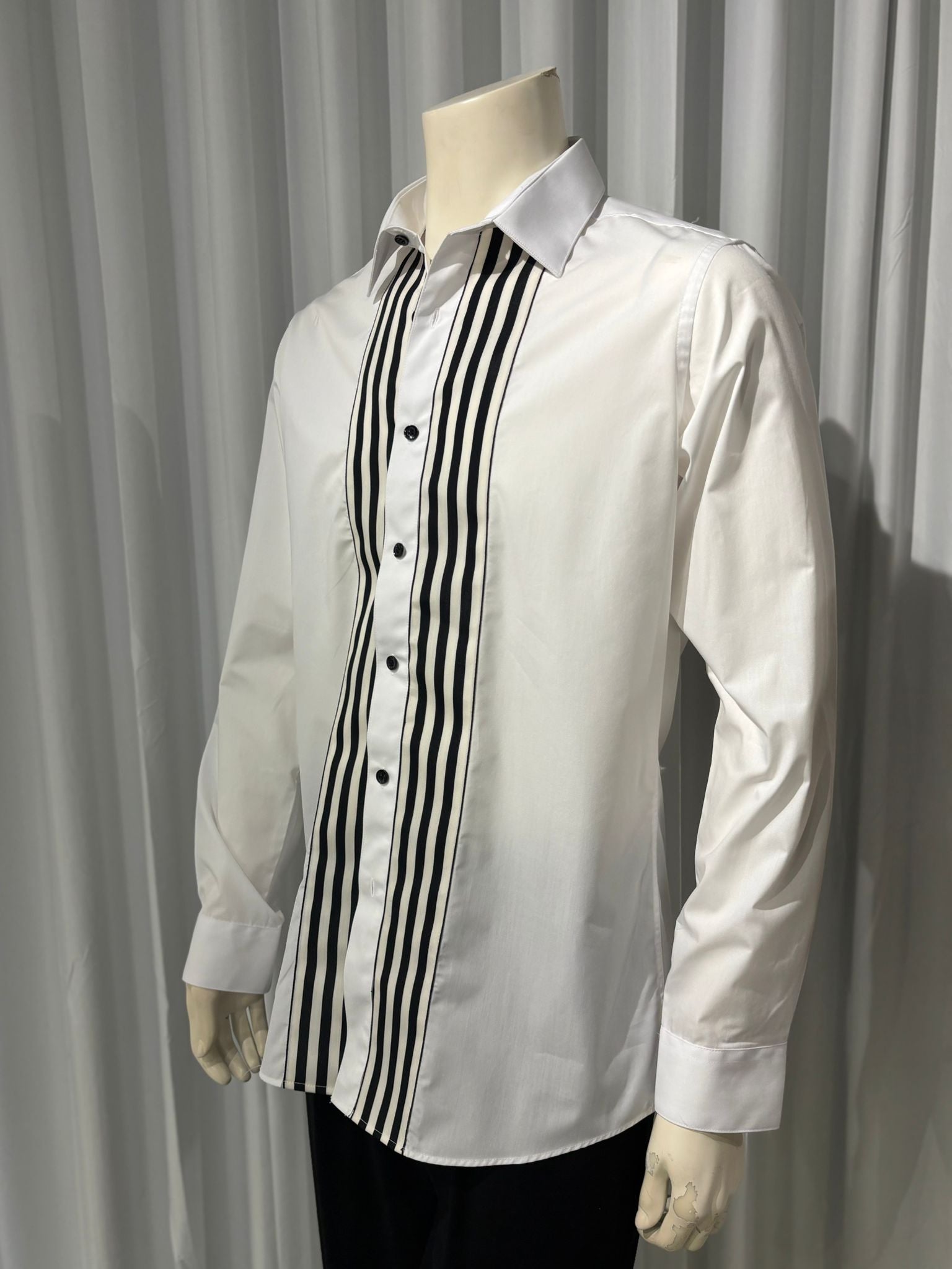knee length dresses for ladies Extreme Cutaway Collar Non-Iron Black Thin Stripes Shirt 40 / US 15.5 main image 0