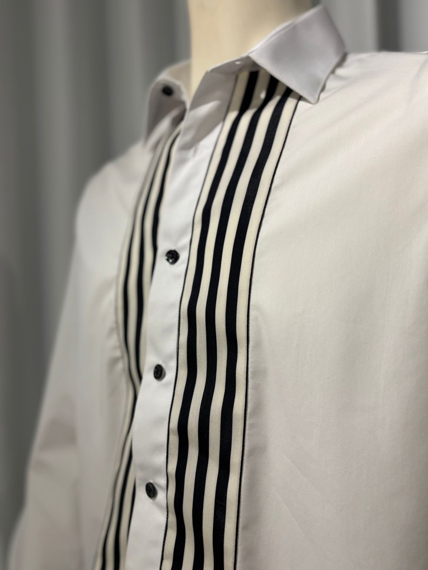 White Dress Shirt with black and white Trim