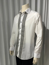 Cargar imagen en el visor de la galería, White Dress Shirt with black and white Trim