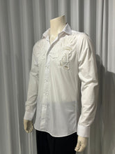 Cargar imagen en el visor de la galería, White Button-Up with Sheer Flower Appliqué
