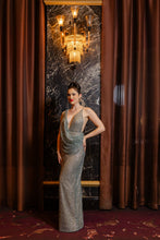 Cargar imagen en el visor de la galería, Draped Sequin Evening Dress