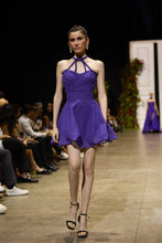 Cargar imagen en el visor de la galería, Purple Halter Fit-and-Flare Mini Dress