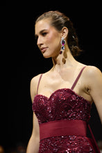 Cargar imagen en el visor de la galería, Burgundy Lace Evening Gown