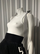 Cargar imagen en el visor de la galería, White Bodysuit with Striped Ribbon Detail