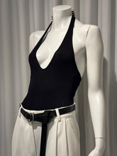 Cargar imagen en el visor de la galería, Deep V Bodysuit with Striped Ribbon