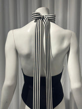 Cargar imagen en el visor de la galería, Deep V Bodysuit with Striped Ribbon