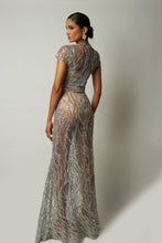 Cargar imagen en el visor de la galería, Short sleeve long silver dress