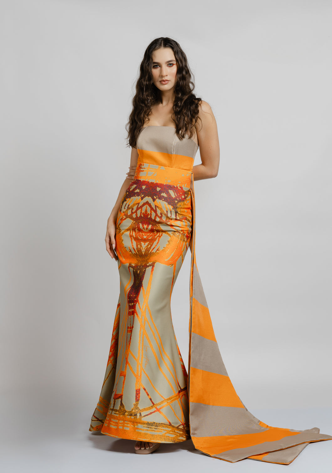 Maritime orange Ana strapless dress