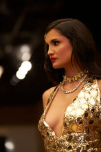 Cargar imagen en el visor de la galería, Halter gold and silver dress with mermaid skirt
