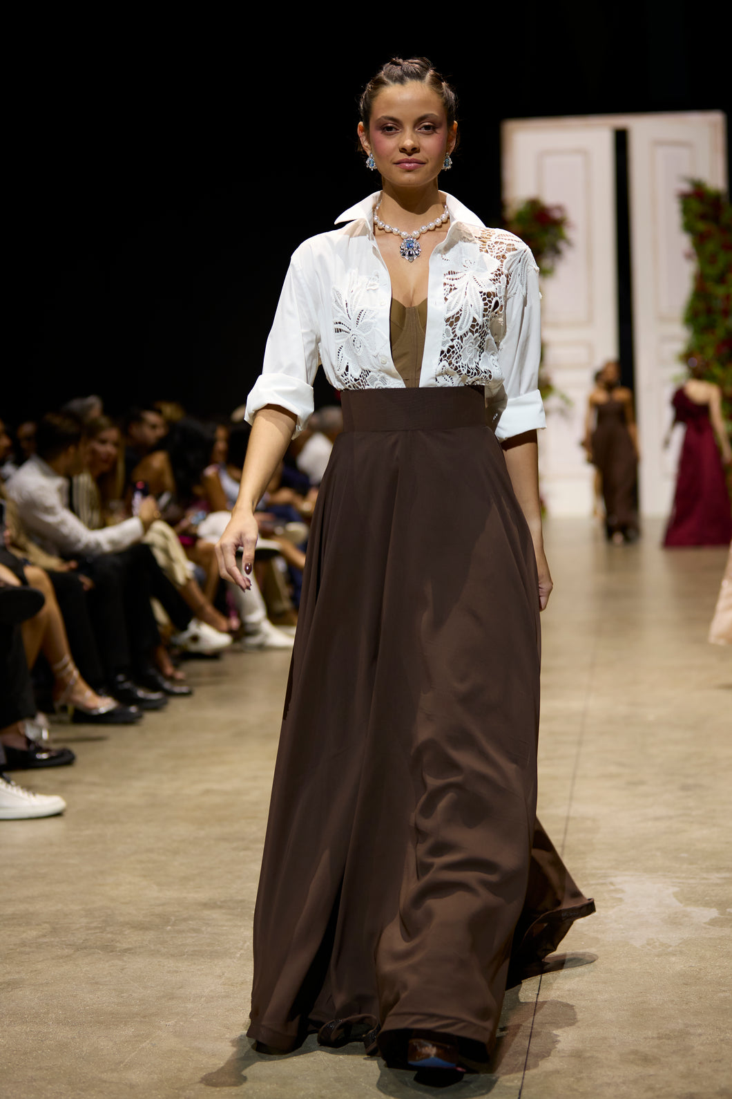 Chocolate Brown High-Waisted Maxi Skirt