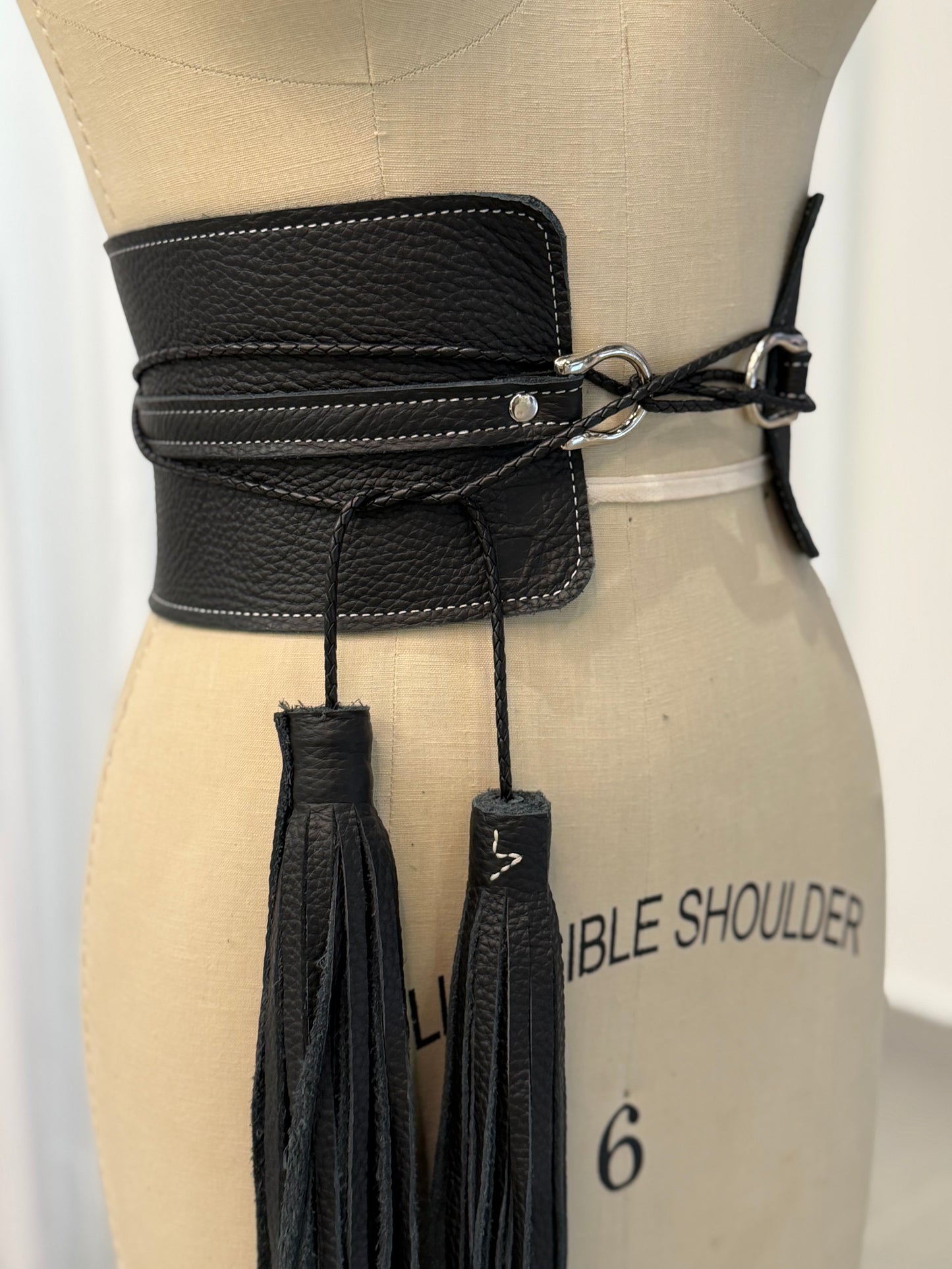 Leather obi belt