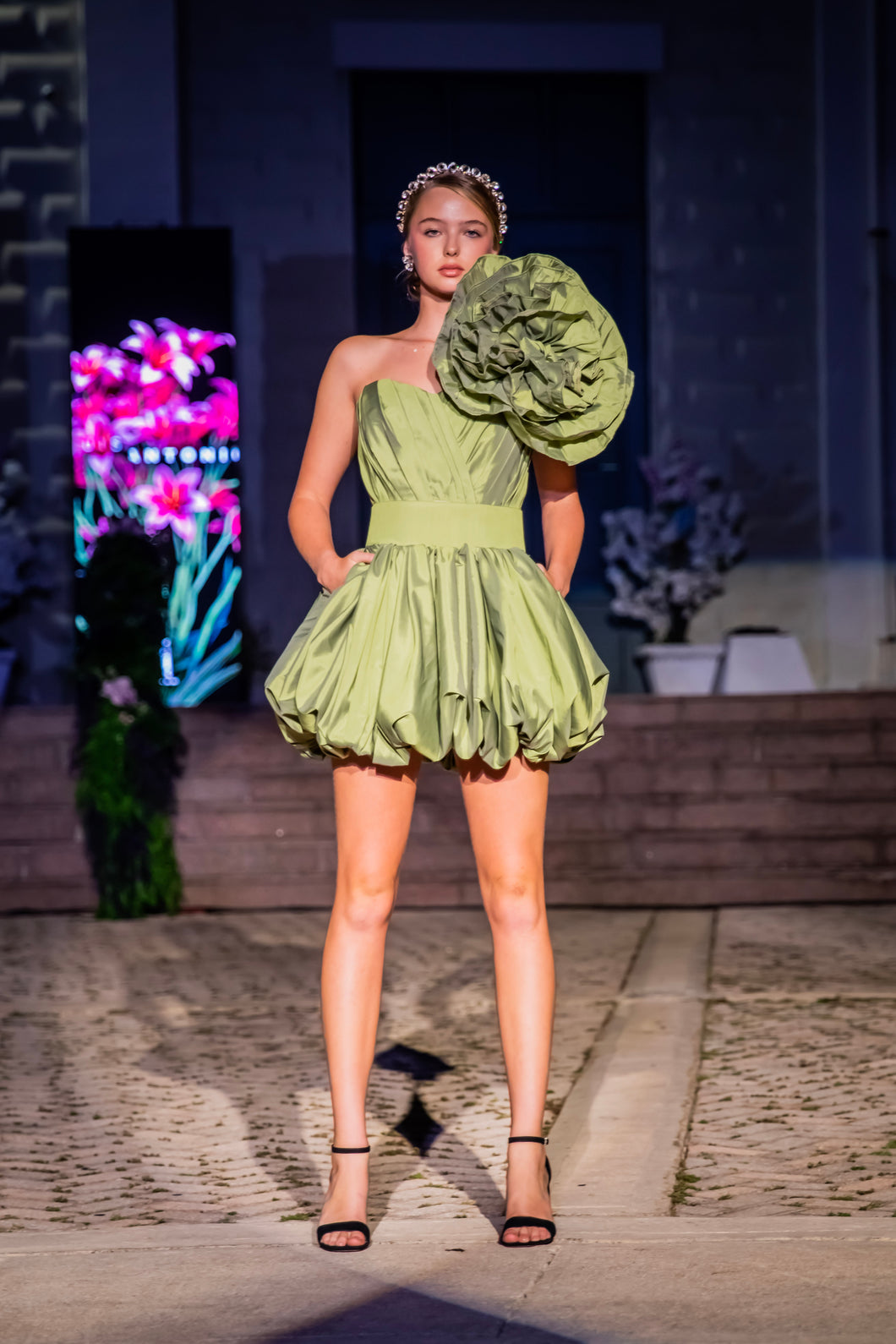 Flower green dress