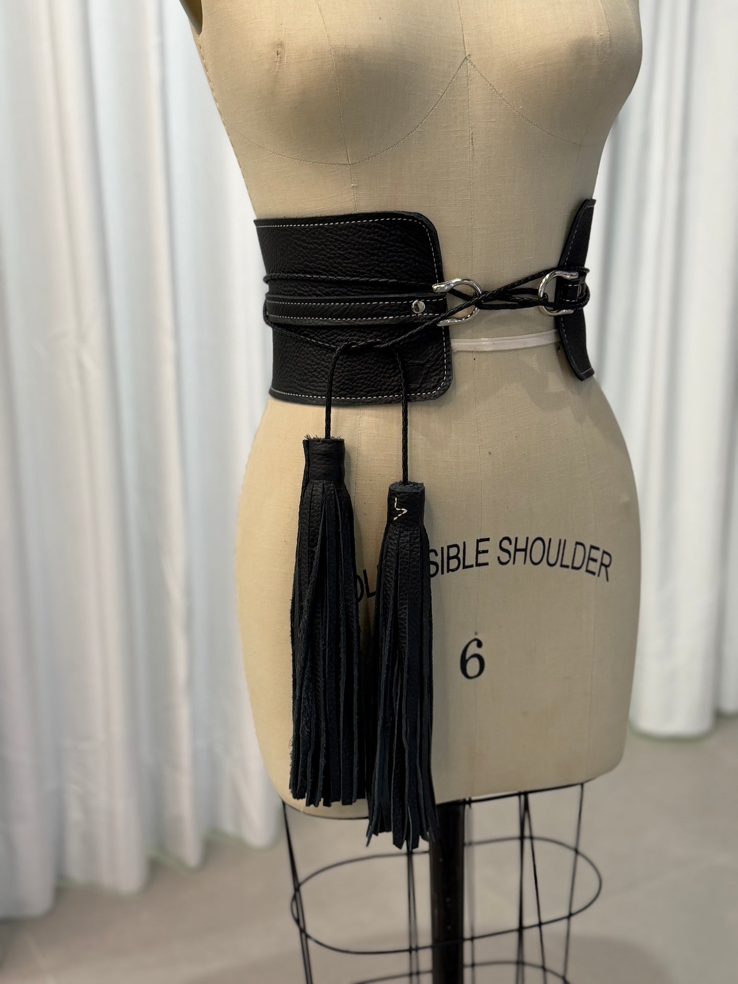 Leather obi belt