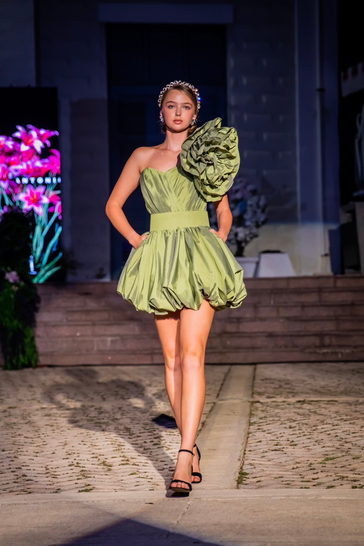 Flower green dress