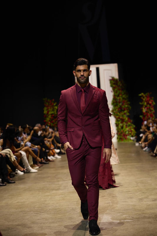 Burgundy suit