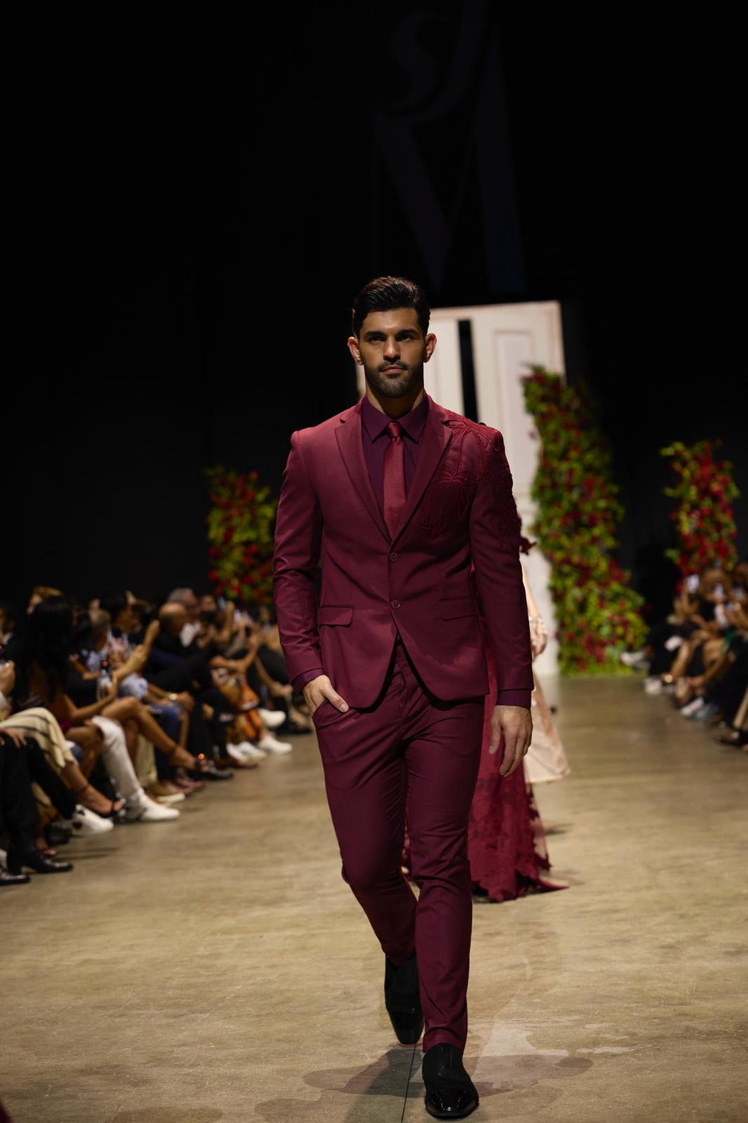 Burgundy suit