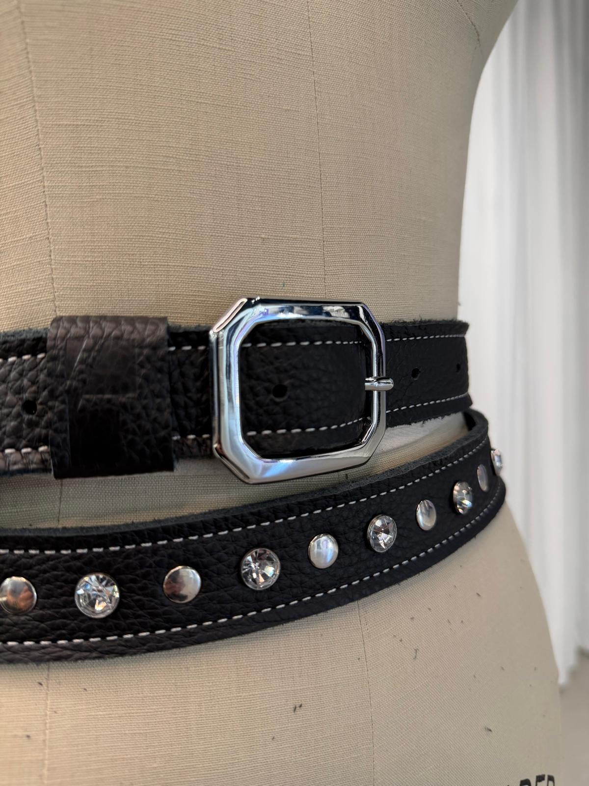 Black belt with stones or details