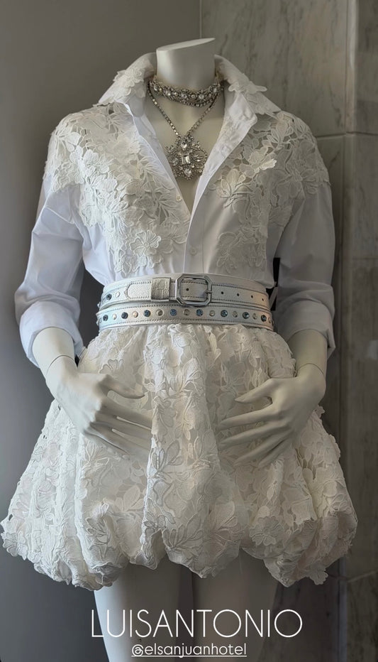 Silver belt with stones or details