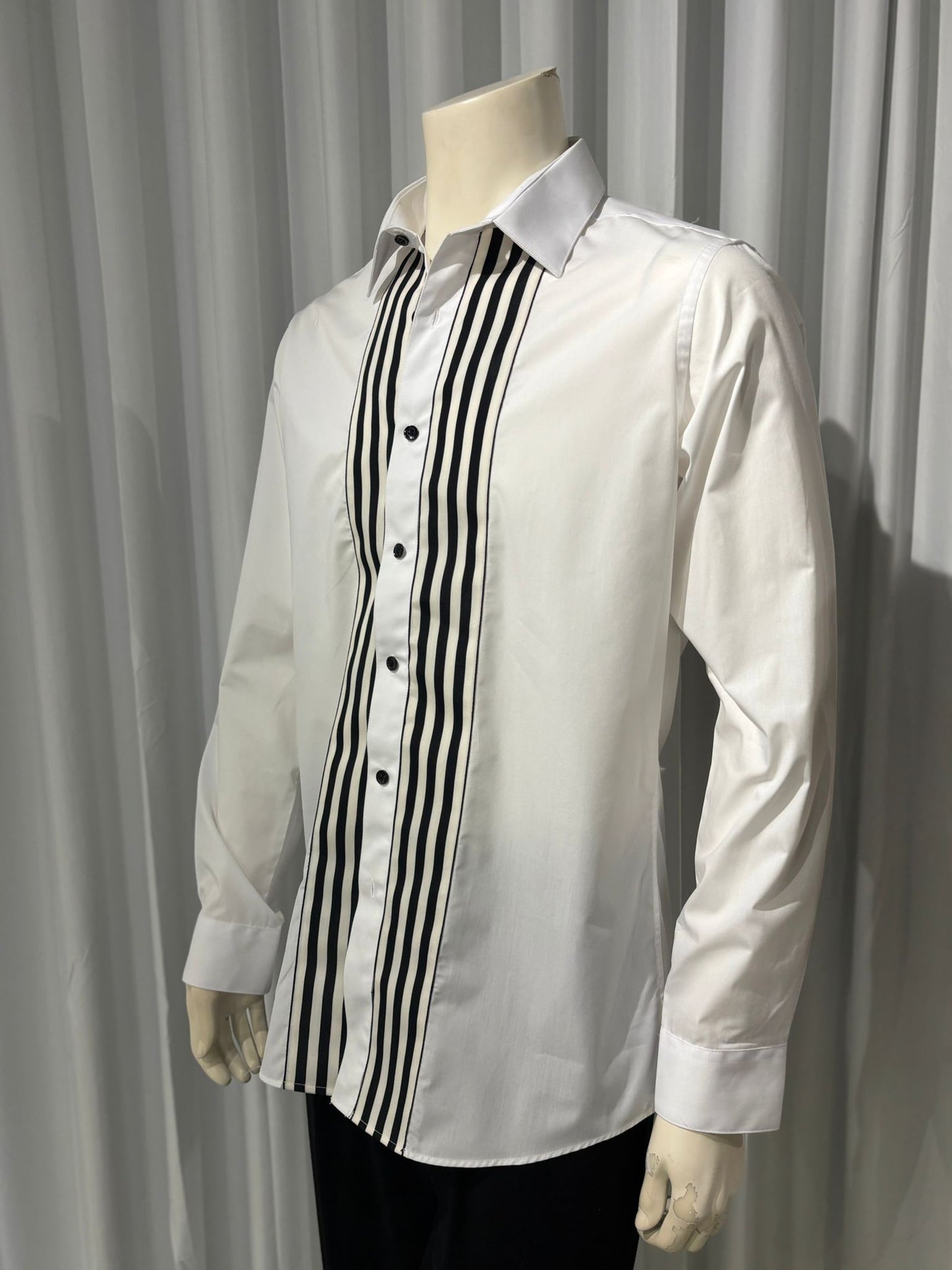 White Dress Shirt with black and white Trim