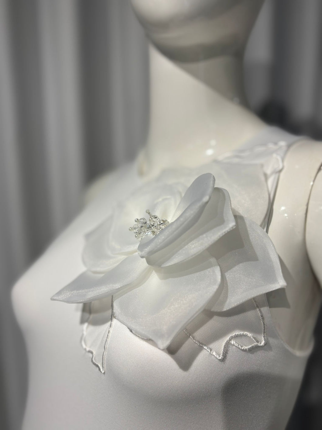 White Flower Appliqué Bodysuit