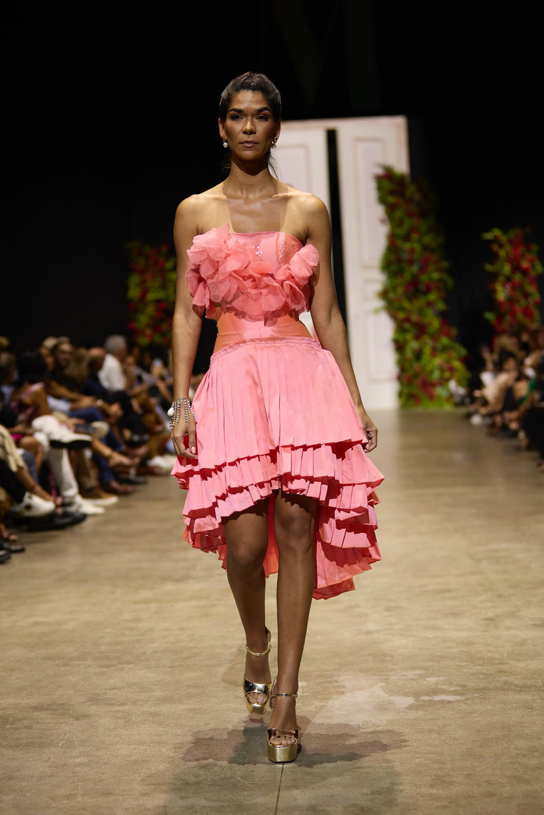 Pink Ruffle High-Low Skirt