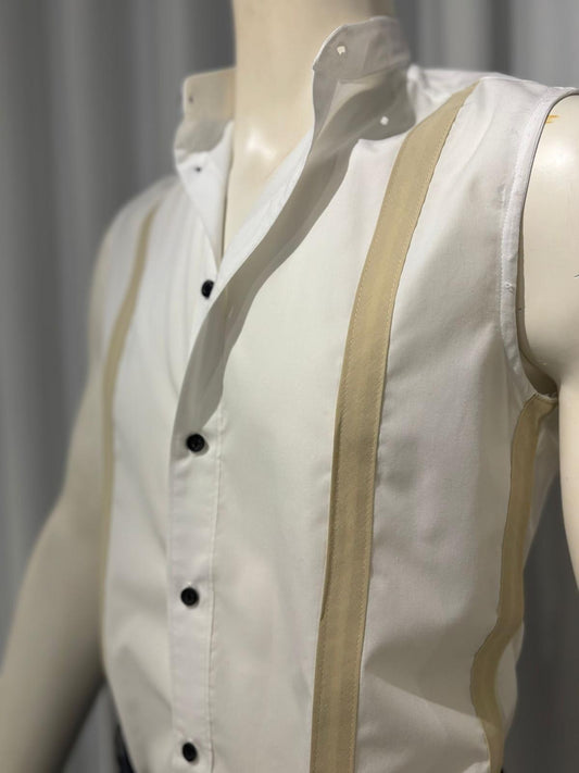 Classic White Striped Sleeveless Shirt