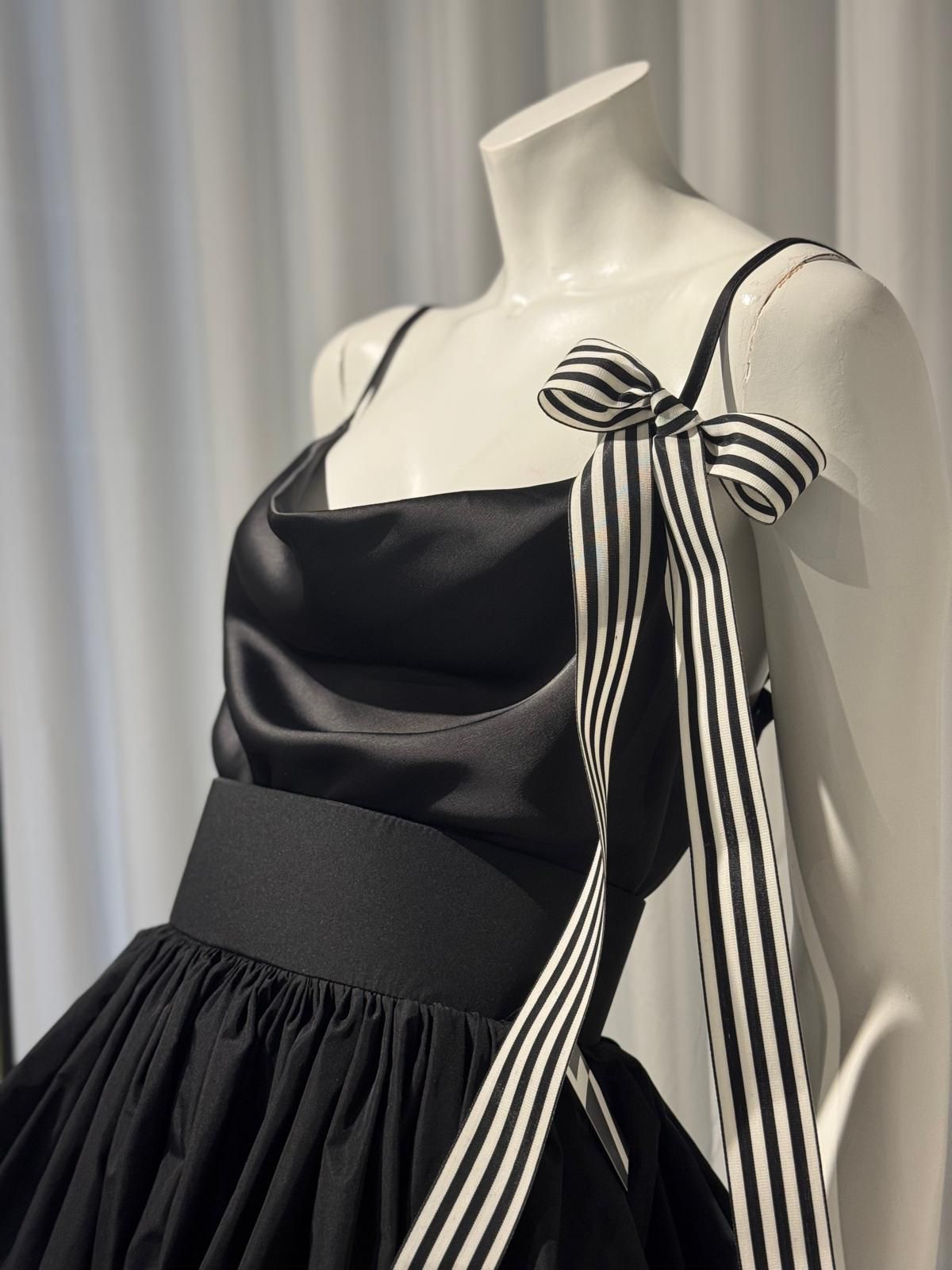 Striped Bow Satin Top
