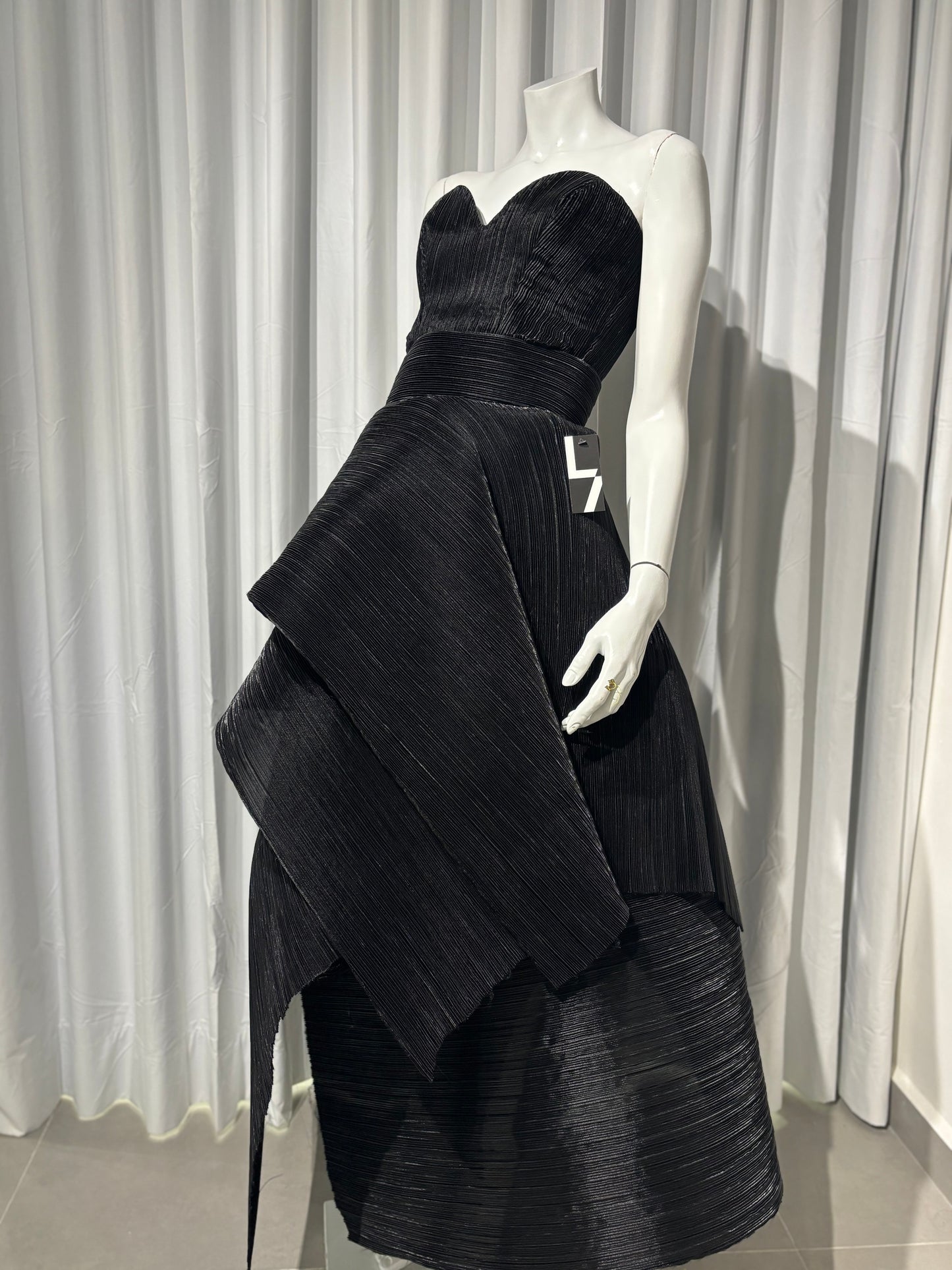 Sculpted Black Satin Set