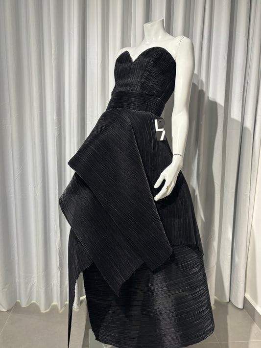 Sculpted Black Satin Set