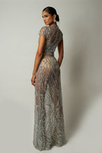 Load image into Gallery viewer, Short sleeve long silver dress
