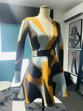 Load image into Gallery viewer, Long sleve Vneck mini dress (neoprene)
