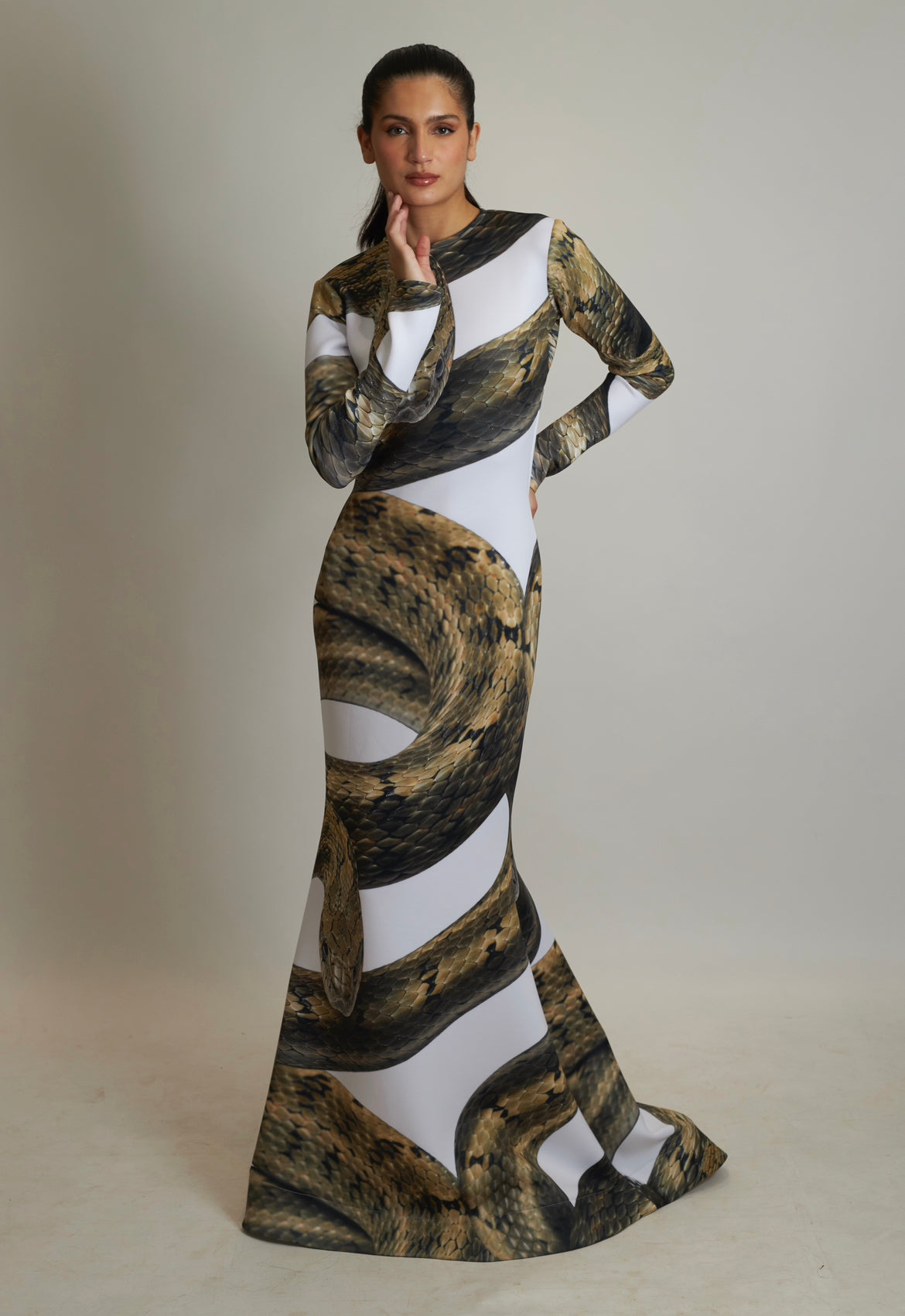 Real Snake Open Back Dress