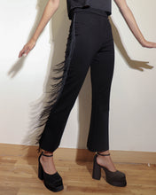 Load image into Gallery viewer, Beaded Fringe Pants Black and Silver
